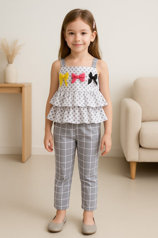 Wish Karo Baby Girls Top and Pant Dress For Girls-(csl288gry)