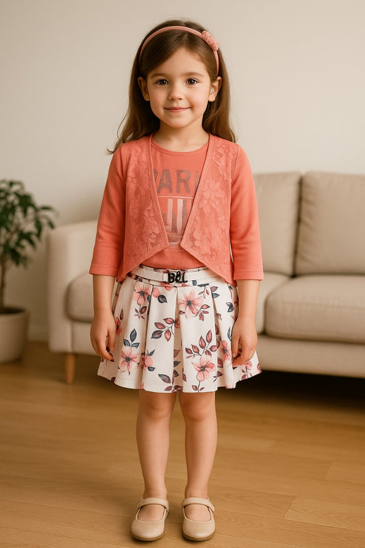 Wish Karo Baby Girls Top and Skirt Clothing Set-(csl272pch)