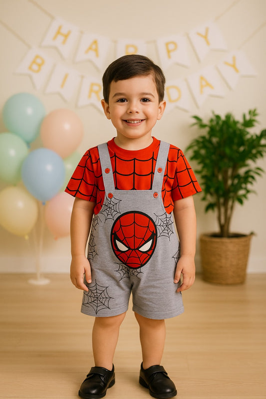 Baby Boys & Baby Girls Spiderman Casual T-shirt Dungaree