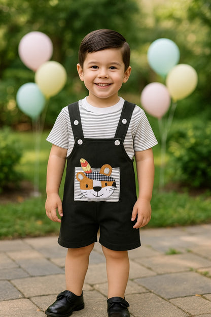 Wish Karo Baby Boys Dungaree Dress For Boys-(bt104blk)