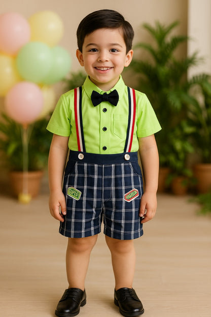 Boys Patch work  T- Shirt And Dungaree