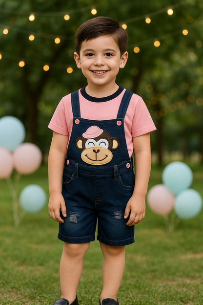 Baby Boys Applique T-Shirt and Shorts Dungaree Set
