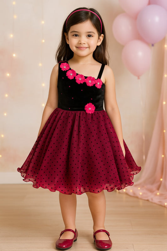 Wish Karo Baby Girls Frock Birthday Dress for Girls - Net - (bxa199pnk)