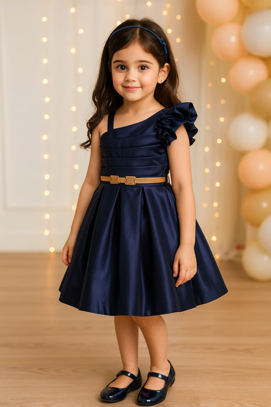 Girls embellished one shoulder partywear dress