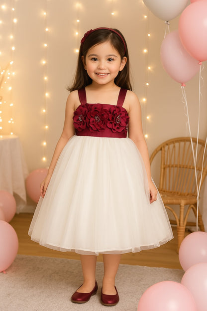 Girls Flower Detail Cotton Dress