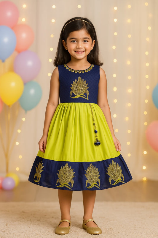 Girls Embroidered Flared Ethnic Dress