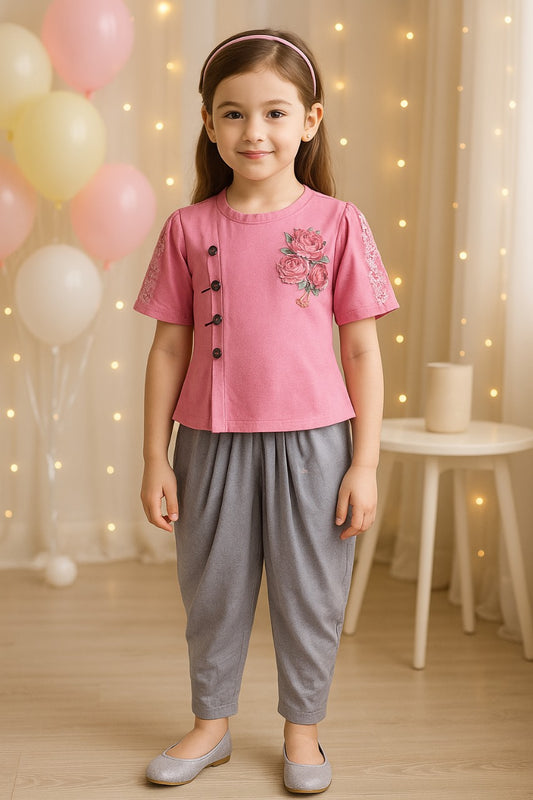 Wish Karo Girls Top and Pant Clothing Set-(csl274bpk)