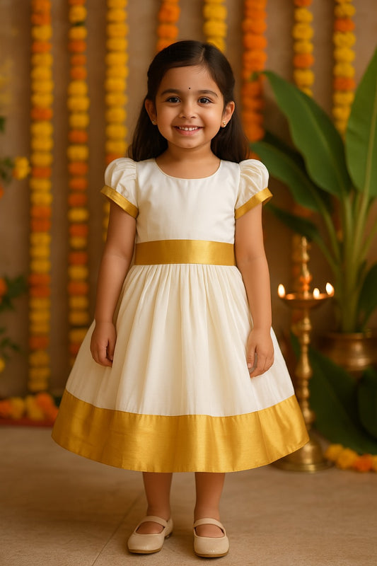 Buy Premium Onam Dress for Baby Girl Online | Girls Onam kasavu dress