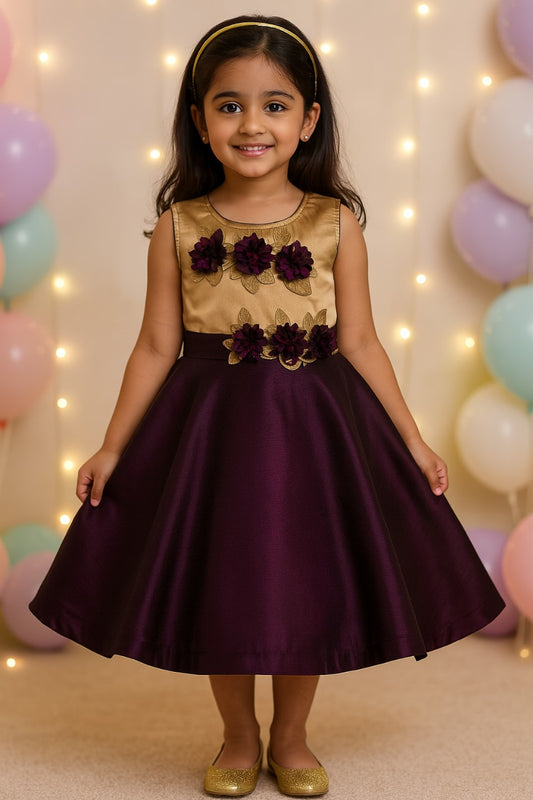 Girls Flower Detail Fit and Flare Dress