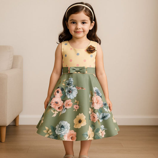 Wish Karo Baby Girls Partywear  Dress Frock (stn754grn)