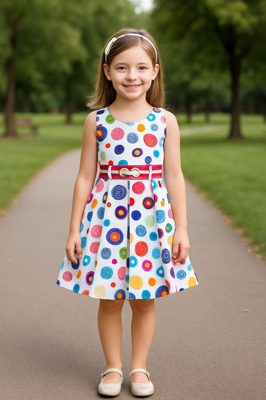 Wish Karo kids Partywear  Dress Frock (stn762wht)