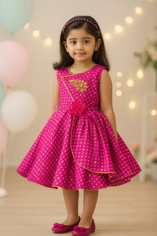 Wish Karo Baby Girls Dress Birthday Frocks for Girls - Satin - (fe2718pnk)