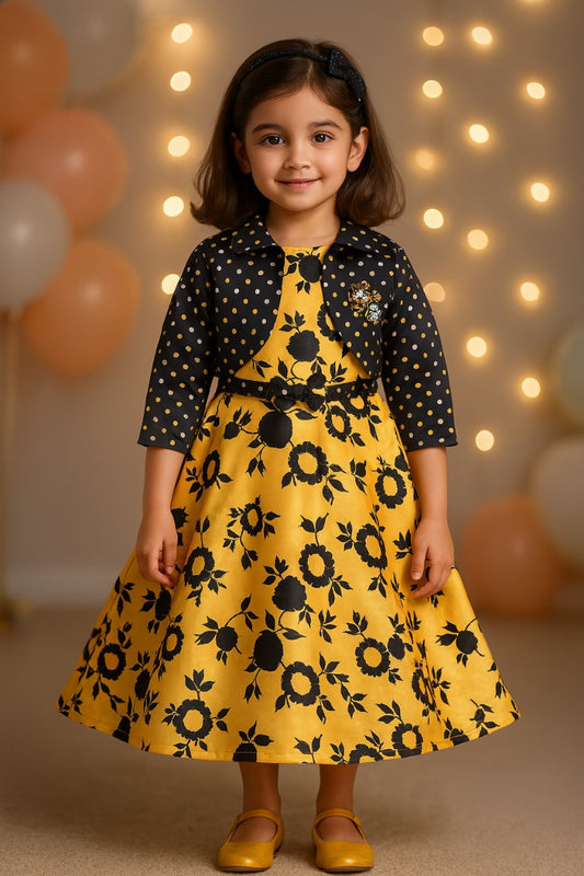 Wish Karo Girls Long Gown Dress with Jacket-(LF216y)
