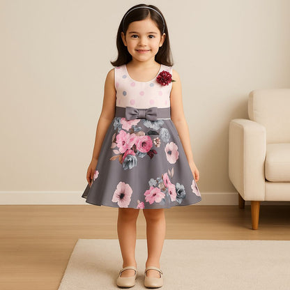 Wish Karo kids Birthday Frock Dress (stn754gry)