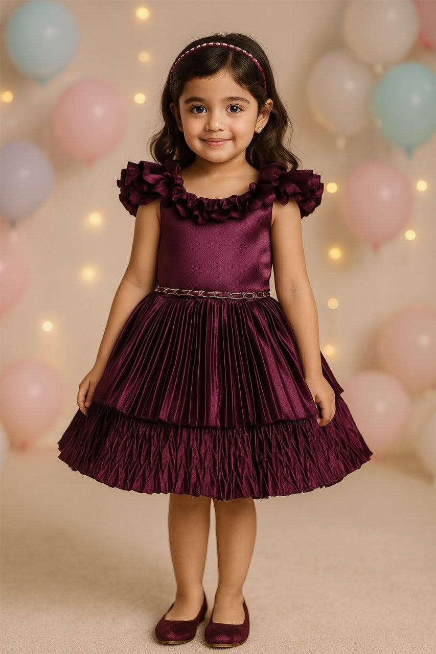 Girls Solid A-Line Frock Dress