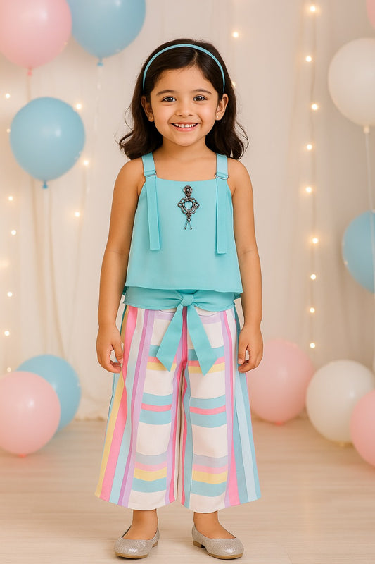 Wish Karo Baby Girls Top and Short Dress For Girls-(csl313blu)
