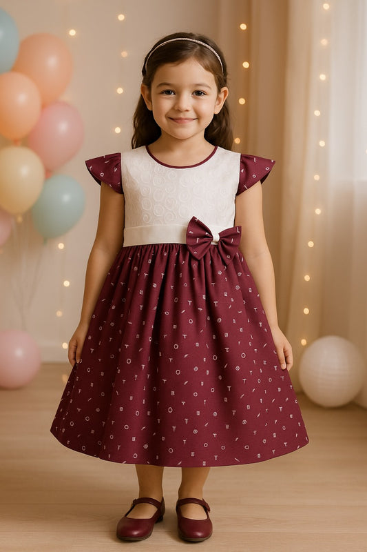 Girls Embroidered Bow Cotton Summer Dress
