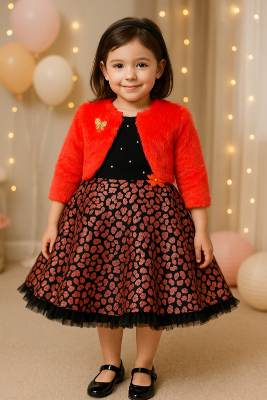 Girls Floral Embellished One Shoulder Dress