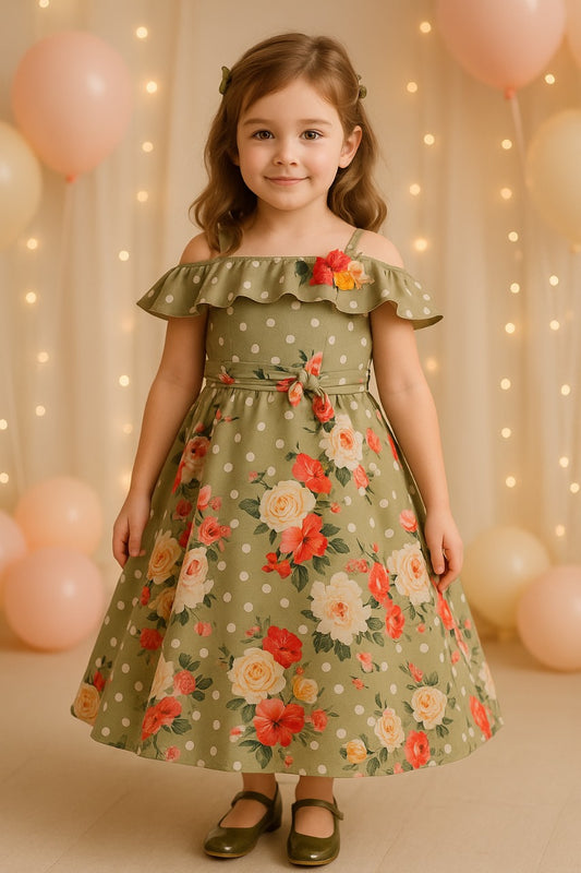 Wish Karo Girls Long Dress Gown-(LF213crm)