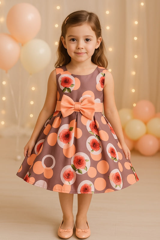 Wish Karo Baby Girls Frocks Dress for Girls-(stn772pch_Peach_5-6yrs)