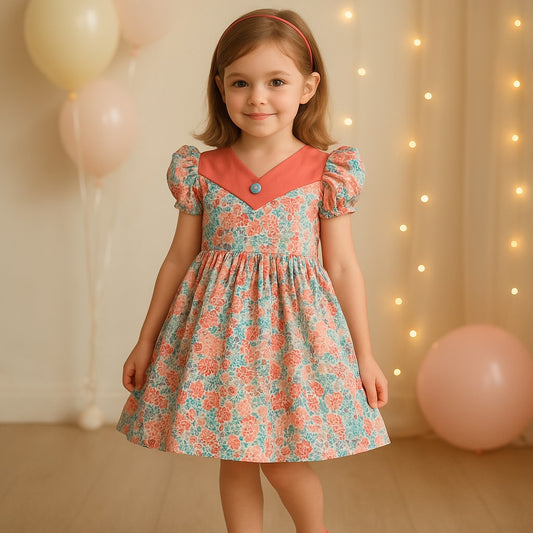 Girls Floral Printed Summer Casual Dress