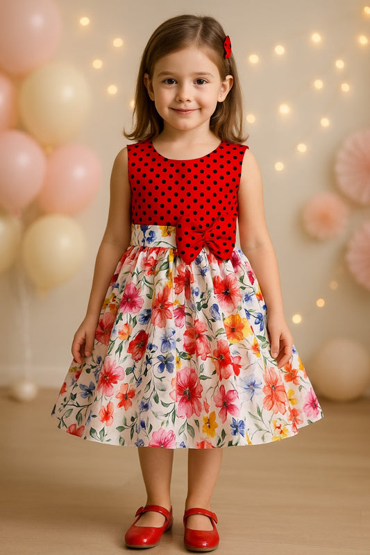 Girls Floral Printed Fit and Flare dress