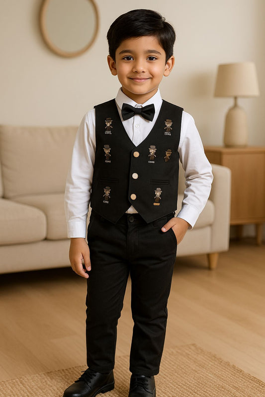 Wish Karo Shirt With Waistcoat And Pant For Boys (bsp009dgrn)