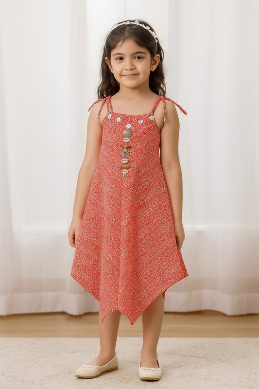 Wish Karo Baby Girls Dungaree Dress for Girls-(csl312rd)