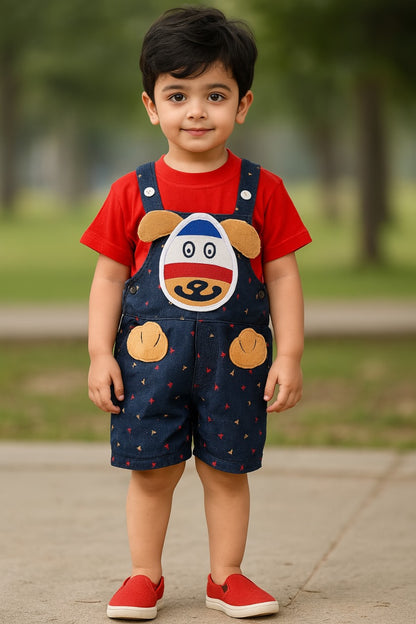 Wish Karo Unisex Cotton Animal Print T-Shirt and Short Set for Baby Boys - Baby Girls(Bt11rd)