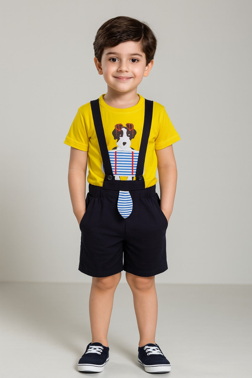 Wish Karo Unisex Cotton Animal Print T-Shirt and Short Set for Baby Boys - Baby Girls(Bt11y)