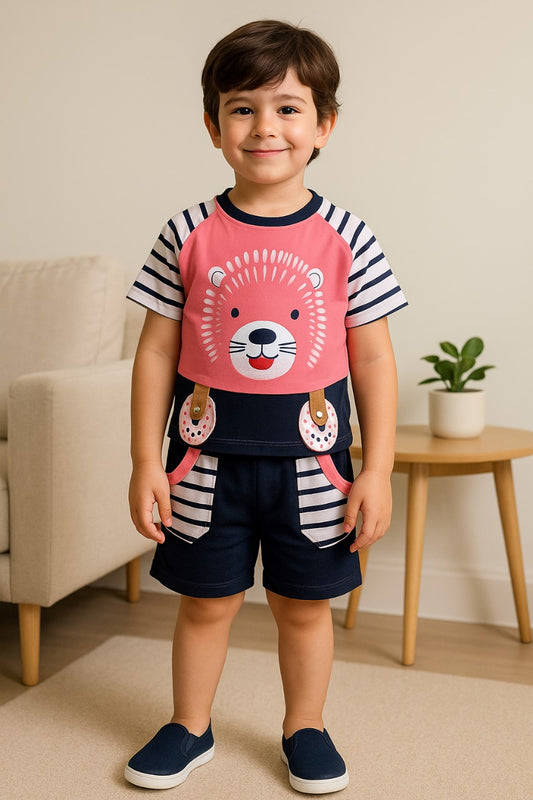 Boys Graphic Printed Striped Clothing set