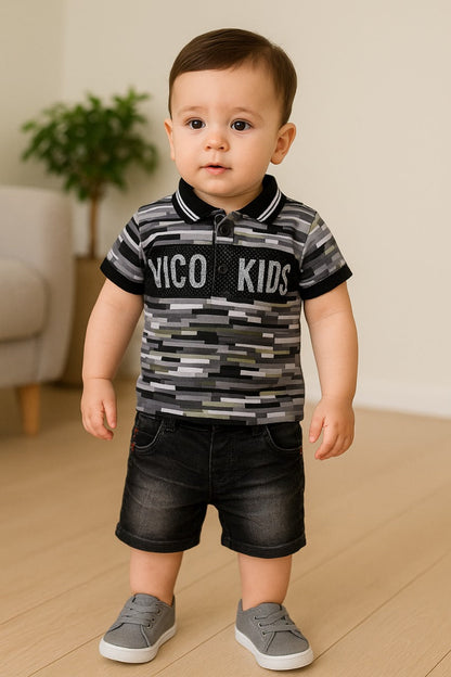 Wish Karo Boys T-Shirt and Short Clothing Set-(bt58) (Grey)