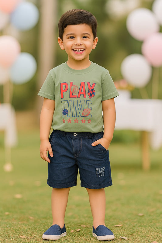 Boys Typography Printed Cotton Clothing Set