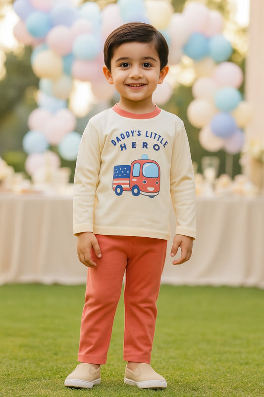 Boys Printed T-Shirt and Track Pant Clothing Set
