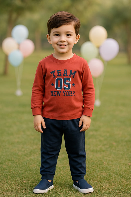 Boys Printed T-Shirt and Pant Clothing Set