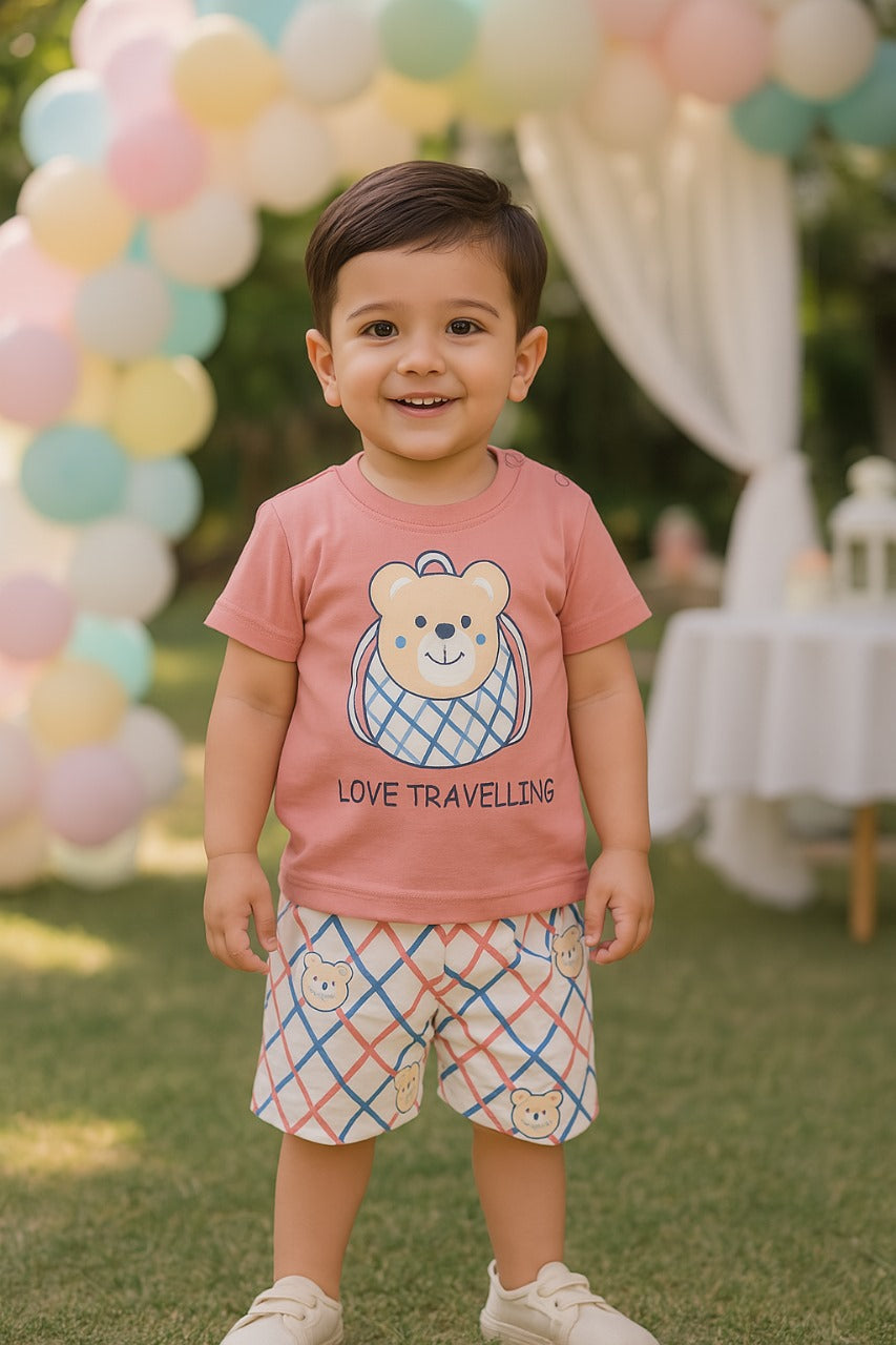 Unisex Knee Length Floral  Printed T-Shirt and Shorts