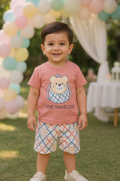 Unisex Knee Length Floral  Printed T-Shirt and Shorts