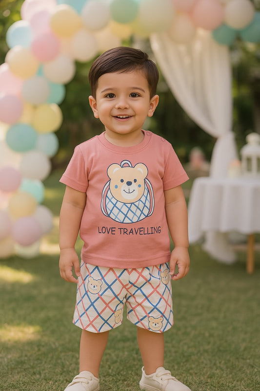 Unisex Knee Length Floral  Printed T-Shirt and Shorts