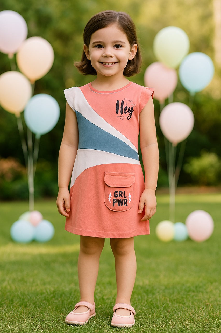 Girls Printed Fit and Flare Cap Sleeve Frock Dress