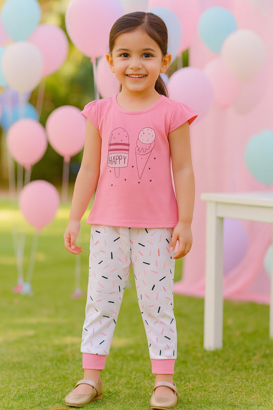 Girls Printed Cotton Top and Pant Clothing Set