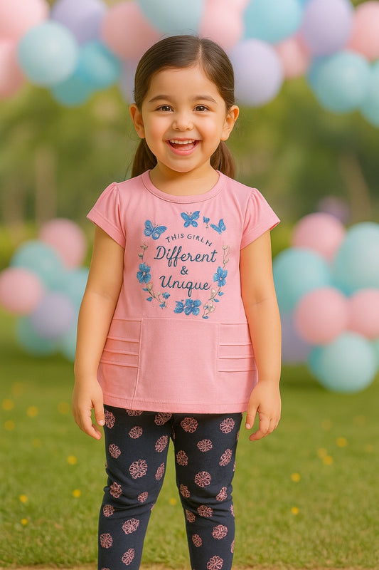 Girls Floral Printed Top and Pant