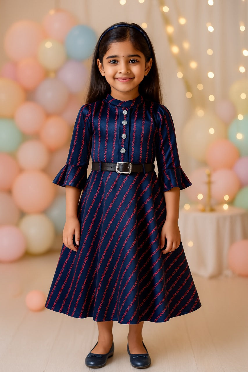 Girls Embroidered Full Length Dress