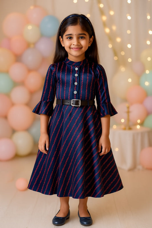 Girls Embroidered Full Length Dress