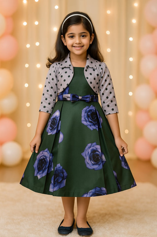 Wish Karo Girls Long Dress Gown with Jacket-(LF215grn)