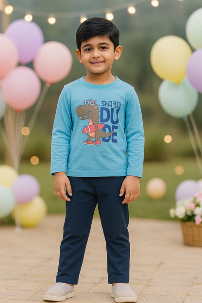 Boys Printed T-Shirt and Pant Clothing Set
