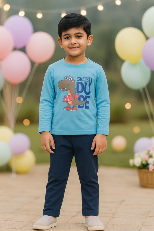 Boys Printed T-Shirt and Pant Clothing Set