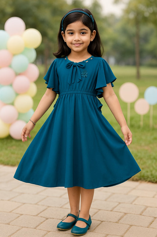 Girls Stylized Neck Fit and Flare Dress