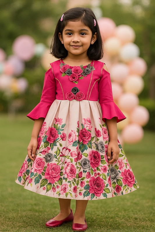 Baby Girls Party Wear Dress Birthday Frocks For Girls fe2682pnk
