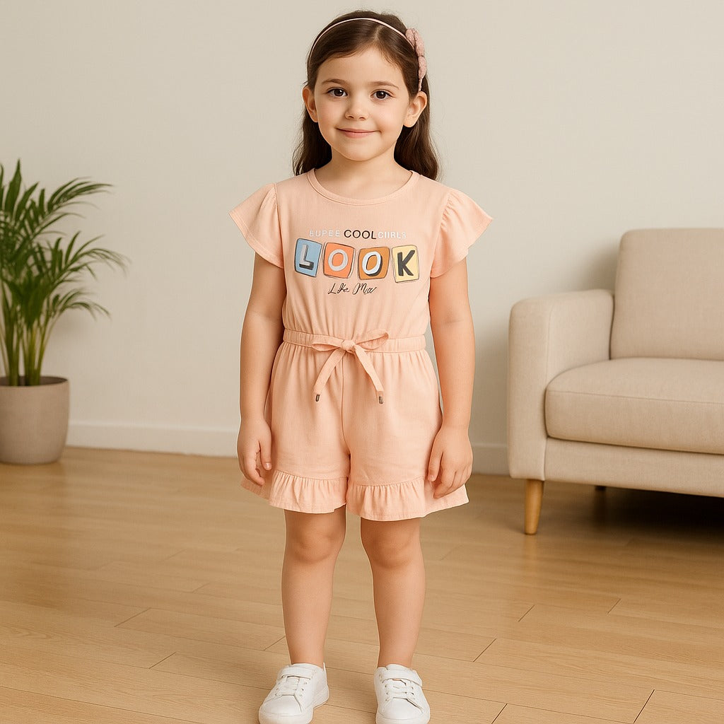 Girls Printed Cap Sleeve Fit and Flare Dress