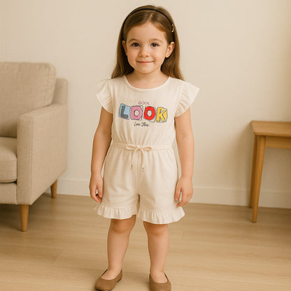 Girls Printed Cap Sleeve Fit and Flare Dress